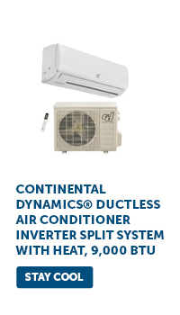 Continental Dynamics® Ductless Air Conditioner Inverter Split System with Heat, 9,000 BTU - Stay Cool