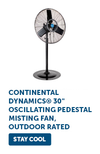 Continental Dynamics® 30" Oscillating Pedestal Misting Fan, Outdoor Rated - Stay Cool