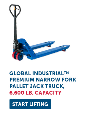 Global Industrial™ Premium Narrow Fork Pallet Jack Truck, 6,600 Lb. Capacity - Start Lifting