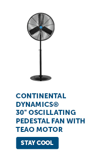 Continental Dynamics® 30" Oscillating Pedestal Fan with TEAO Motor - Stay Cool