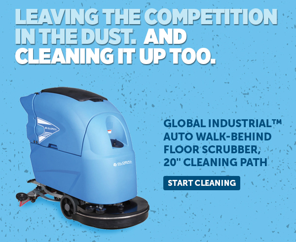 Global Industrial™ Auto Walk-Behind Floor Scrubber, 20" Cleaning Path - Start Cleaning