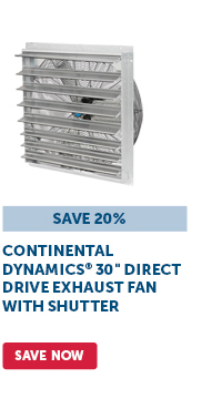 Continental Dynamics® 30" Direct Drive Exhaust Fan with Shutter - Save Now