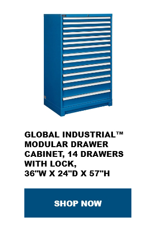 Global Industrial™ Modular Drawer Cabinet, 14 Drawers with Lock, 36"W x 24"D x 57"H - Shop Now