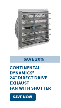 Continental Dynamics® 24" Direct Drive Exhaust Fan with Shutter - Save Now