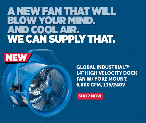 Global Industrial™ 14" High Velocity Dock Fan w/ Yoke Mount, 6,800 CFM, 115/240V - Shop Now