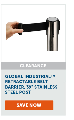 Global Industrial™ Retractable Belt Barrier, 39" Stainless Steel Post - Save Now