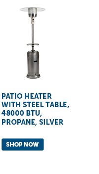 Patio Heater With Steel Table, 48000 BTU, Propane, Silver - Shop Now