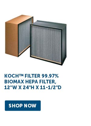 Koch™ Filter 99.97% Biomax Hepa Filter, 12"W x 24"H x 11-1/2"D - Shop Now