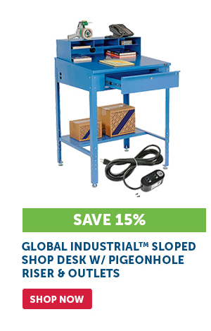 Pro_Cta_Global Industrial™ Sloped Shop Desk w/ Pigeonhole Riser & Outlets - Shop Now