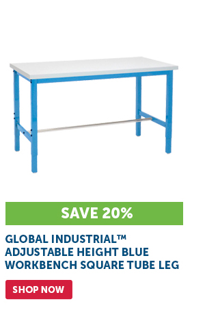 Pro_Cta_Global Industrial™ Adjustable Height Blue Workbench Square Tube Leg - Shop Now