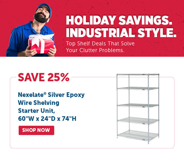 Her_Cta_Nexelate® Silver Epoxy Wire Shelving Starter Unit, 60"W x 24"D x 74"H - Shop Now