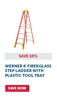 Pro_Cta_Werner 8' Fiberglass Step Ladder with Plastic Tool Tray - Save Now