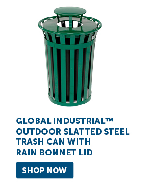 Pro_Cta_Global Industrial™ Outdoor Slatted Steel Trash Can With Rain Bonnet Lid - Shop Now