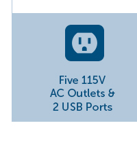 Five 115V AC Outlets & 2 USB Ports