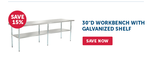 Pro_Cta_30"D Workbench With Galvanized Shelf - Save Now