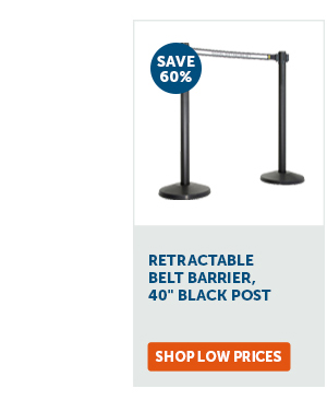 Pro_Cta_Retractable Belt Barrier, 40" Black Post - Shop Low Prices