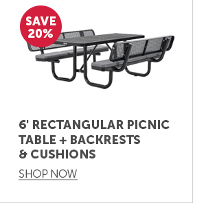 Pro_Cta_6' Rectangular Picnic Table + Backrests & Cushions - Shop Now