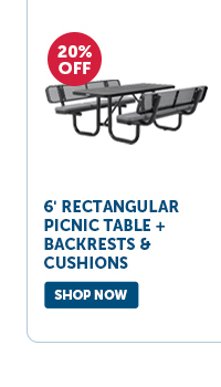 Pro_Cta_6' Rectangular Picnic Table + Backrests & Cushions - Shop Now