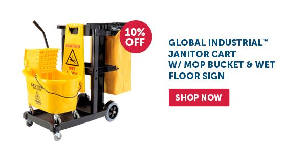 Pro_Cta_Global Industrial Janitor Cart W/Mop Bucket & Wet Floor Sign - Shop Now