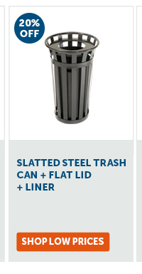 Pro_Cta_Slatted Steel Trash Can + Flat Lid + Liner - Shop Low Prices