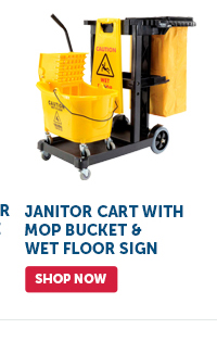 Pro_Cta_Janitor Cart With Mop Bucket & Wet Floor Sign - Shop Now