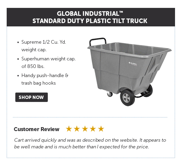 Pro_Cta_Global Industrial Standard Duty Plastic Tilt Truck - Shop Now