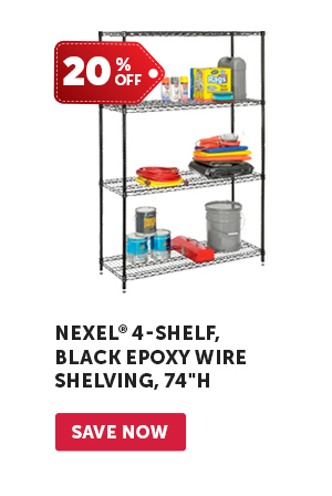 Pro_Cta_Nexel 4-Shelf, Black Epoxy Wire Shelving, 74"H - Save Now