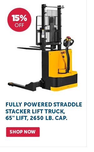 Pro_Cta_Fully Powered Straddle Stacker Lift Truck, 65" Lift, 2650 Lb. Cap. - Shop Now