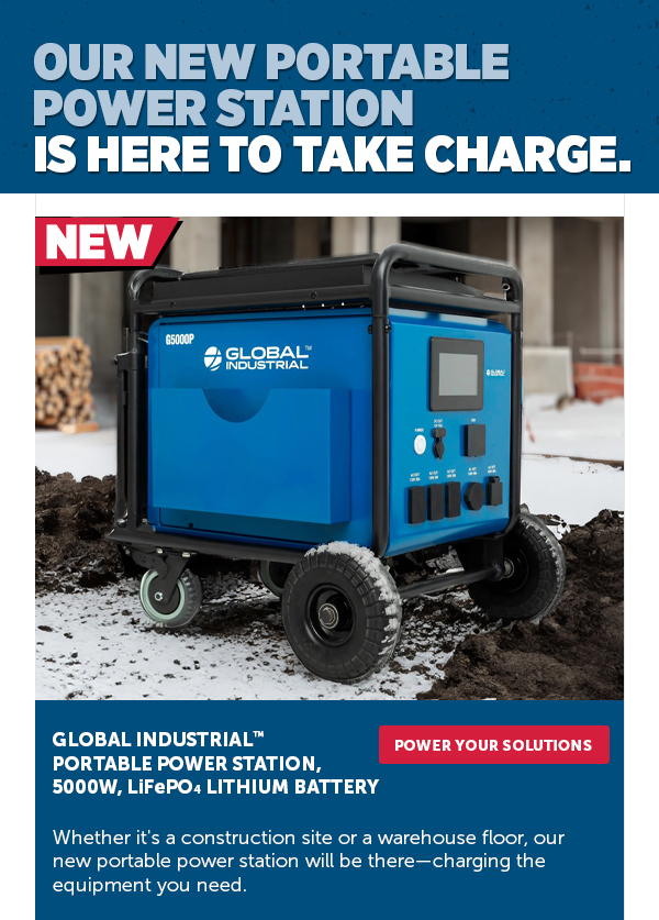 Her_Pro_Cta_Global Industrial Portable Power Station, 5000W, LiFePO4 Lithium Battery - Shop Now