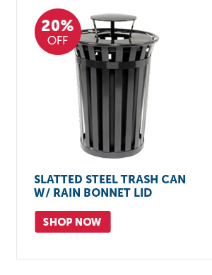 Pro_Cta_Slatted Steel Trash Can w/ Rain Bonnet Lid - Shop Now