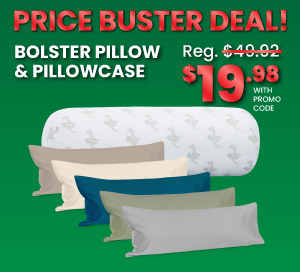 Price Buster Deal! Bolster Pillow & Pillowcase $19.98 With Promo Code