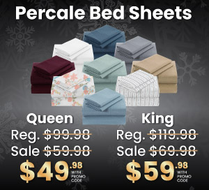 Percale Bed Sheets Queen $49.98 & King $59.98 With Promo Code