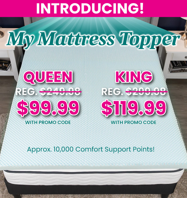 Black Friday Sale! MyMattress Topper Queen $99.99 & King $119.99 With Promo Code