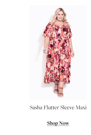 Sasha Flutter Sleeve Maxi Dress