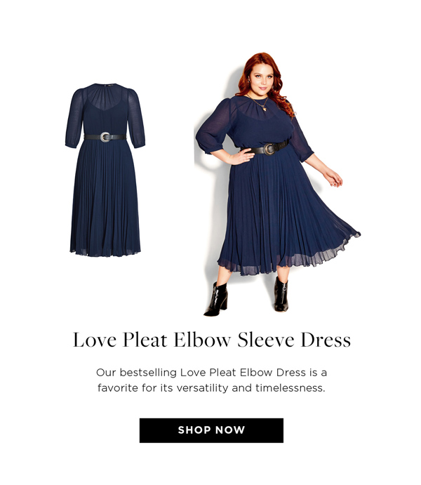 Shop The Love Pleat Elbow Sleeve Dress