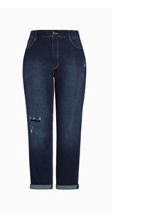 Shop the Girlfriend Rip Jean Dark Wash