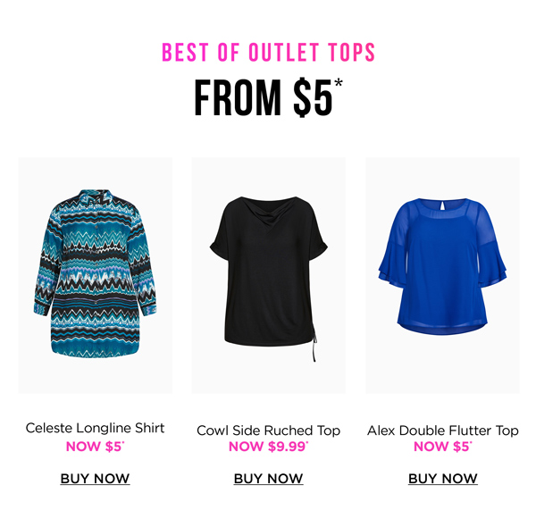 Shop Outlet Tops From $5*