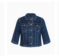 Shop the Denim Collared Crop Short Sleeve Jacket