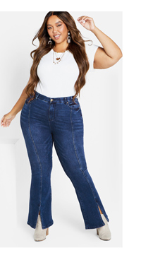 Shop the Ebony Flare Split Hem Jean