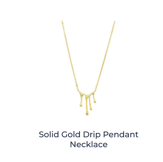 Solid Gold Drip Pendant Necklace