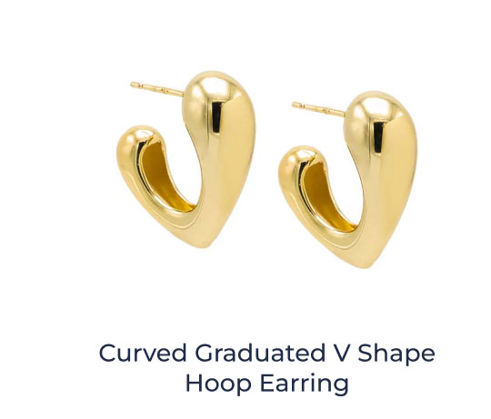 Curved Graduated V Shape Hoop Earring