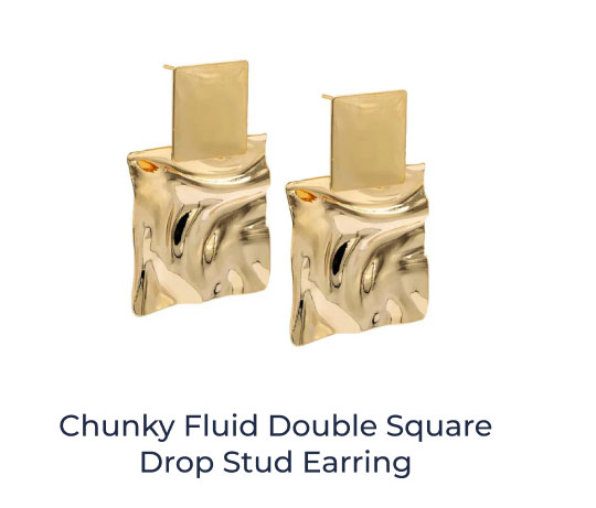 Chunky Fluid Double Square Drop Stud Earring