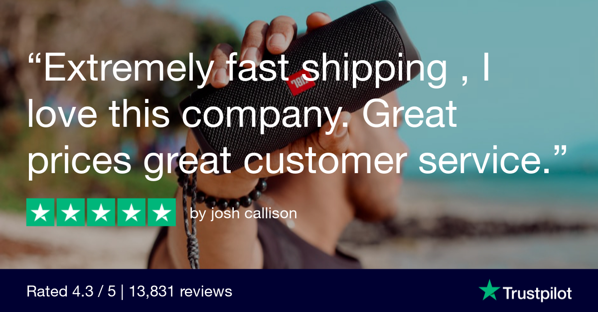 trustpilot review praising fast shipping, prices, and customer service