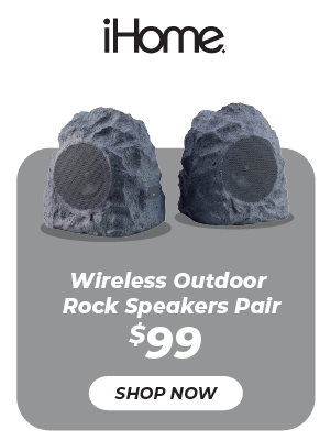 iHome Wireless Outdoor Rechargeable Stereo Rock Speakers Pair