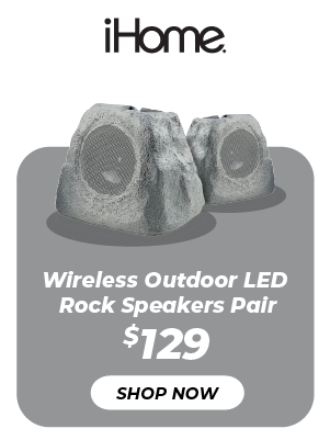 iHome Rechargeable Bluetooth Outdoor Solar Rock LED Speakers Pair with Multilink