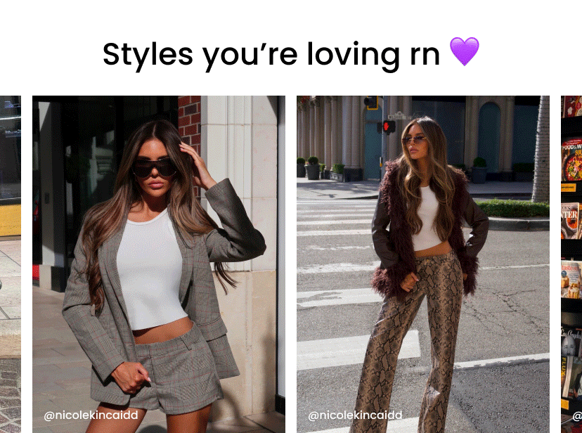 Styles you are loving rn. Shop seen on social.