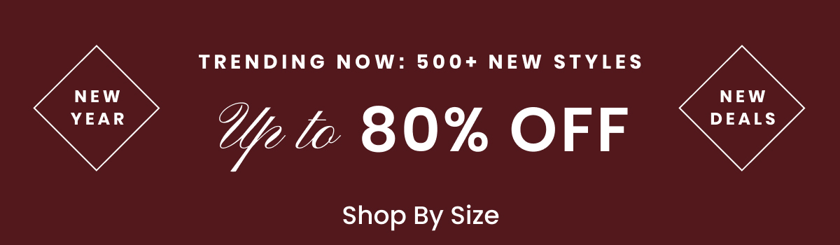 Trending Now. 500 plus new styles. Up to 80 percent off. New year. New deals. Markdowns Banner
