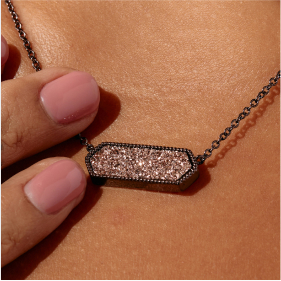 Glitter Druzy Pendant Necklace, Pink | Shop Now