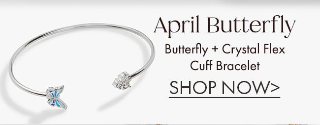 Monarch Butterfly + Crystal Accent Charm Bangle