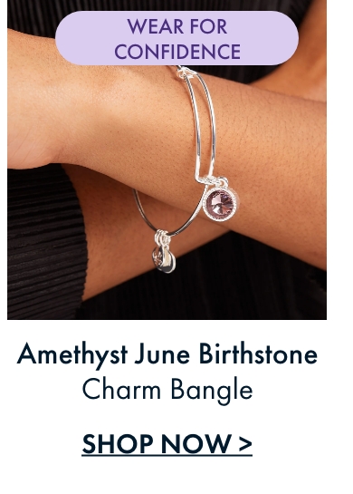 June Birthstone Charm Bangle, Light Amethyst | Shop Now